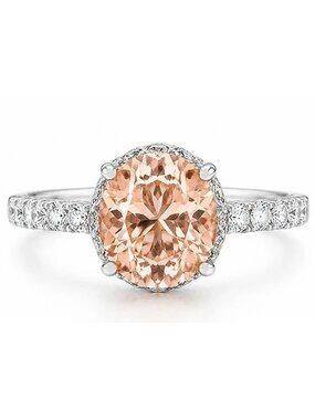 Created 4.70 Cts Morganite & White Sapphire Ring SOLID .925 Sterling Silver